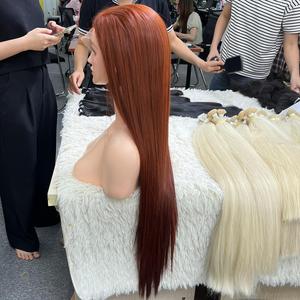 Vente chaude courte-longueur perruque de cheveux humains vierges naturels non transformés un donneur avec fermeture à lacet en gros de couleur rougeâtre - Product Image 1