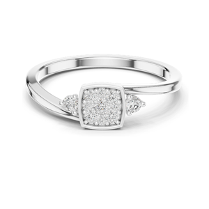 Bague en cluster de diamants de laboratoire 0,176 CT pour femmes, clarté VVS-VS EF, or 18 carats, 14 carats, 10 carats et argent 925, or rose, or jaune, or blanc - Product Image 3