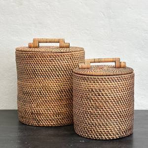 Braided rattan <b>storage</b> bin with lid home use basket <b>containers</b> factory price <b>container</b> bins - Product Image 4