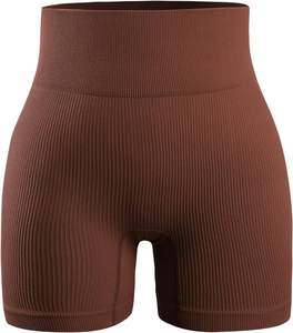 Short de yoga taille haute pour femme de haute qualité sans couture solide rayé Scrunch bout à bout vêtements respirants Logo personnalisé grande taille maigre - Product Image 1