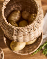 Grand panier de rangement en rotin pour pommes de terre avec couvercle Récipient tissé naturel pour cuisine ou garde-manger Boîte de rangement