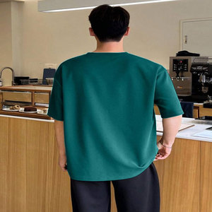 Venta al por mayor de logotipo personalizado de alta calidad de media manga de algodón gris de gran tamaño cuello redondo Camiseta para hombre de peso pesado camiseta - Product Image 4