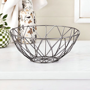Elegante y geométrico alambre de metal frutero estante de especias encimera de cocina moderna Almacenamiento de vidrio y centro de mesa decorativo - Product Image 3