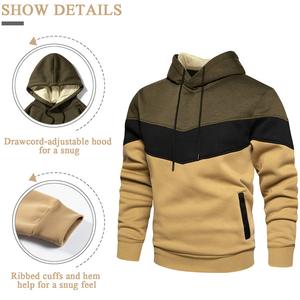 Men's Color Blocking Hooded Sweatshirt Regular Fit Knitted Fabric Casual Autumn Wear - Product Image 3