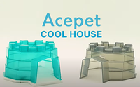 Maison pour animaux de compagnie en plastique en forme d'igloo avec base rafraîchissante pour gerbilles et hamsters - Forme ronde, durable et facile à nettoyer