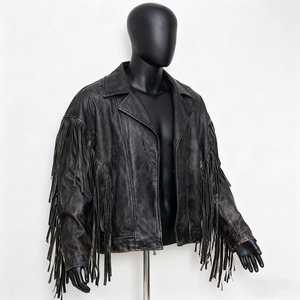 Leather Cowboy Jacket for Men with With Fringe Vintage Western Style, Durable Stitching and Classic Ranch Inspired Design - Product Image 3