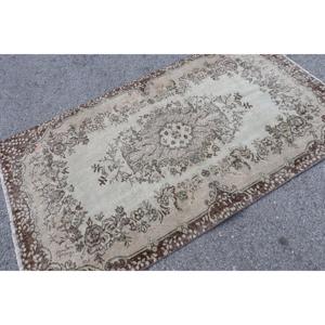 พรมวินเทจขนาด 3.8x6.6 ฟุต (117x202 ซม.) สีน้ำตาลลายแบบนามธรรมสไตล์ตุรกี - Product Image 3