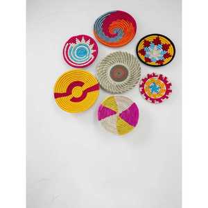 Ensemble de paniers muraux en bambou tissés à la main Sabai, multicolores, style bohème, décoration murale en rotin, ensemble de 7 pièces - Product Image 4