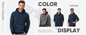 ONDRA Sweatshirts à capuche décontractés en coton à manches longues pour hommes, pull à capuche en polaire avec poches - Product Image 6