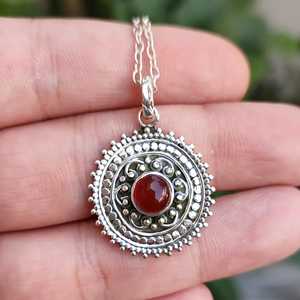 Navya Craft Carnelian 925 Sterling <b>Silver</b> Boho Jewelry Handmade Women's <b>Necklace</b> Ring Set for Christmas Anniversary Rose Gold - Product Image 4