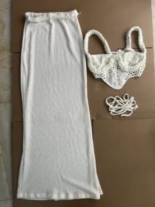 Jupe de plage décontractée d'hiver sexy en tricot avec nombril ajouré coupe ample avec motif solide - Product Image 3