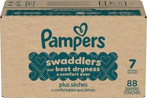 Couches Pampers Swaddlers, taille 7 (26-50 lbs), 88 unités, absorbantes, gardent bébé au sec et confortable, sûres pour la peau, couches jetables pour bébé - Product Image 2