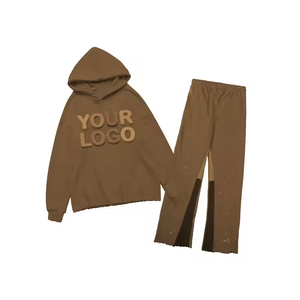 350g Thick Fleece <b>Oversize</b> Zip up Hoodie Straight Wide Leg Sweat <b>Jogger</b> Pants Solid Colors Tracksuit Jogging Suit Men - Product Image 6