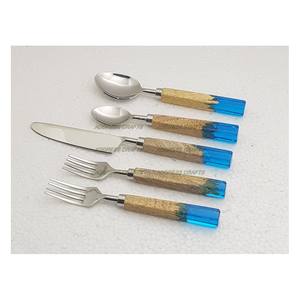 Juego de Cubiertos de Acero Inoxidable de la Mejor Calidad, Cubiertos con Mango de Madera y Resina, Cubiertos Plateados para el Hogar, Bodas, Restaurantes y Fiestas - Product Image 2