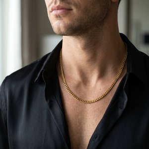 สร้อยคอแบบ Cuban Link ชุบทอง - ทองเหลืองขัดเงาพร้อมประดับเพชรซิคอนและเพชร - Product Image 3