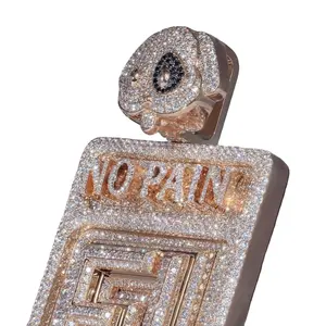 Hip Hop Jewellery Mens Iced Out Custom Letter Pendant 925 Sterling Silver VVS Moissanite Diamond Necklace Pendant at Wholesale P