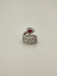 แหวนเงินแท้ 925 ประดับเพชรเลี้ยงในห้องปฏิบัติการ ดีไซน์หรูหรา รูปงูใหญ่ สไตล์ค็อกเทล สำหรับผู้หญิง - Product Image 5