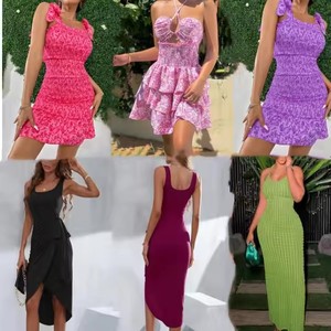 批发女式休闲连衣裙 2025 夏季时尚花卉印花宽松中长连衣裙 - Product Image 5