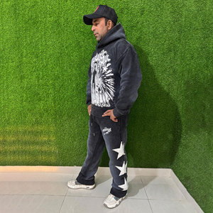 Chándal de Mezcla de Algodón con Capucha Unisex de Primera Calidad 2 en 1, Ropa Deportiva Transpirable de Talla Grande con Logotipo Estampado para Invierno - Product Image 4