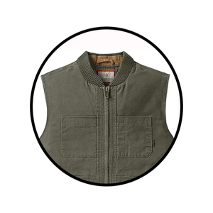 เสื้อกั๊กยีนส์สีเขียวสไตล์วินเทจลำลองสำหรับผู้ชาย คอปกกลม แขนกุด ระบายอากาศได้ดี - Product Image 5