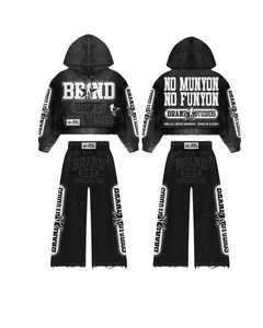 Survêtement OEM 2 pièces Ensemble pour étiquette de mode Exquis côtelé Jogger et pull Veste Streetwear Collection Unisexe Confort - Product Image 1