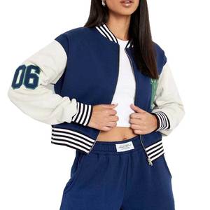 2025 personalizado 100% Material de lana transpirable hecho mujer Crop Varsity chaqueta diseño personalizado Crop College chaqueta de béisbol para mujer - Product Image 1