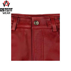 Vente en gros sur mesure de pantalons en cuir de dernier style pour hommes pantalons en cuir à la mode pour hommes pantalon en cuir à taille haute véritable pantalon de couleur rouge - Product Image 5