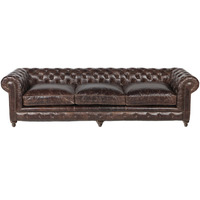Grand canapé Chesterfield en cuir véritable vintage Canapé de salon Canapé Chesterfield antique 3 places Canapé en cuir rustique