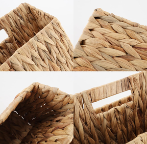 Organisateur de rangement naturel à double compartiment en jacinthe d'eau tissé à la main pour livres, journaux et organisation de la maison en provenance du Vietnam - Product Image 3