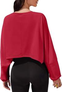 Sudadera corta ligera para mujer con tela transpirable, ropa informal, Sudadera corta para mujer con cuello redondo, MOQ bajo - Product Image 5