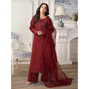 Ensemble de costume pour femme Mohagani en 3 pièces, imprimé et brodé, comprenant un dupatta brodé en organza et un pantalon imprimé - 003 - Product Image 2