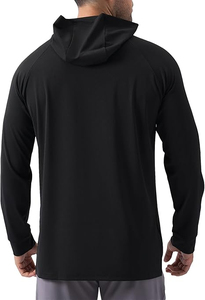 Sweat à capuche d'hiver pour homme en polaire coton/polyester à manches longues, décontracté pour la salle de sport, entraînement, séchage rapide, léger, coupe classique, noir - Product Image 3