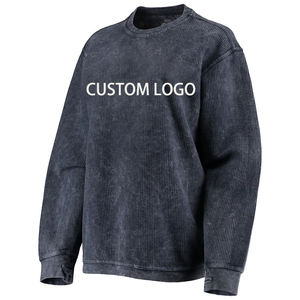 Sudadera con capucha y cuello redondo y logotipo personalizado Unisex 100% algodón grueso Gsm sudadera de gran tamaño bordada con cuello redondo sudadera en blanco para hombre - Product Image 2