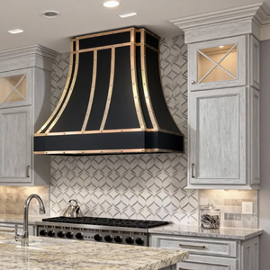 Mui xe màu đen sang trọng tùy chỉnh với dây đai và đinh tán bằng đồng | mui xe kim loại cổ điển hiện đại cho biệt thự và nhà bếp thiết kế - Product Image 6