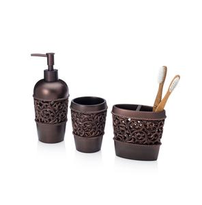 Ensemble de salle de bain en métal sophistiqué, accessoires de maison raffinés, porte-serviettes élégant, distributeur de savon, gobelet à brosse à dents, organisateur de rangement - Product Image 1