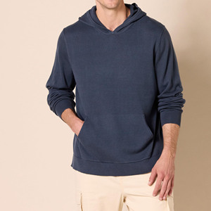 Sweat à capuche d'hiver pour homme - 100% coton polaire, pull oversize respirant, tissu tricoté écologique, poche à impression sérigraphique - Product Image 3