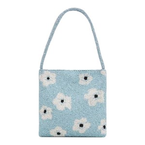 Bolso de Hombro Azul Claro con Cuentas Florales, Bolso de Mano con Diseño de Margaritas Hecho a Mano, Elegante Bolso de Fiesta para Mujer, Bolsos con Cuentas - Product Image 1