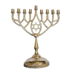 Adonai 12 pulgadas moderno puro latón macizo Menorah polaco sin lacar Jerusalén boda vela soporte para Hanukkah festivales regalo - Product Image 4