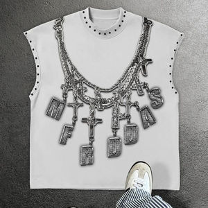 Camiseta sin Mangas Blanca Personalizada para Hombre, Camiseta sin Mangas de Lujo para Ropa Urbana - Product Image 1