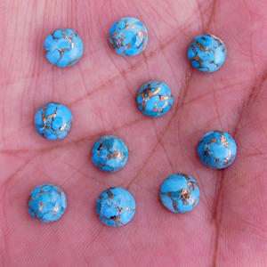 Cobre azul natural turquesa 11x11mm cabujón redondo todos los tamaños disponibles parte posterior plana fabricación de joyas piedras preciosas sueltas - Product Image 1