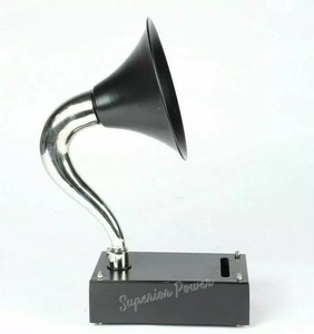 Gramófono antiguo para teléfono móvil, reproductor Musical inalámbrico para exterior, altavoz en negro y cuerno de plata con sonidos de melodía - Product Image 6