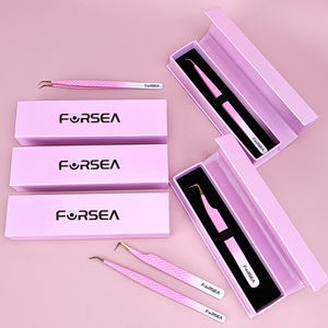 Nouveautés : Pinces professionnelles à pointe en fibre, couleur or rose nude, pour extensions de cils, pinces à cils à pointe en fibre - Product Image 2