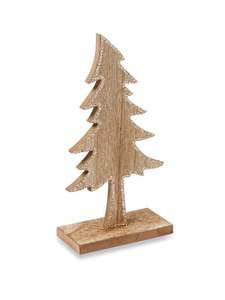 Sculpture de sapin de Noël moderne faite à la main décor de vacances rustique avec acacia et accents d'aluminium en bois de manguier pour les mariages - Product Image 3