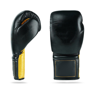 Guantes de Boxeo Personalizados de Cuero Negro y Amarillo con Cierre, Impermeables, Absorbentes de Humedad, para Entrenamiento y Sparring, Duraderos, Acolchados y Protectores - Product Image 2