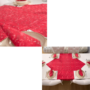 Ensemble de chemins de table 2 pièces 100% coton avec 1 chemin triangulaire 50x150cm et 1 chemin rectangulaire 50x150cm décoratif - Product Image 5