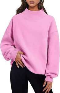 Sweats pour femmes en gros pull à col roulé surdimensionné sweats pour femmes à manches longues en coton polaire - Product Image 3