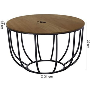 Mesa de centro curvada Indiana de madera negra moderna, muebles decorativos de almacenamiento anidado para el hogar, sala de estar, función móvil - Product Image 2