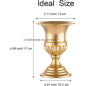 Décoration de table en or rose poli Vases à fleurs de mariage Trompette à fleurs d'intérieur moderne de grande taille Centre de table de mariage - Product Image 2