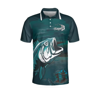 Polo de pesca de camuflaje sublimado, polo deportivo de pesca, camisas para hombre, Polo de poliéster personalizado de algodón para hombre - Product Image 5
