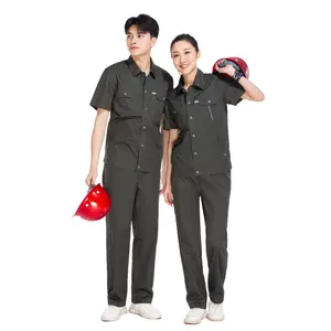 Venta al por mayor de ropa de trabajo de soldadura profesional verano garaje artesano uniformes hombres máquina ropa de trabajo para trabajos de construcción